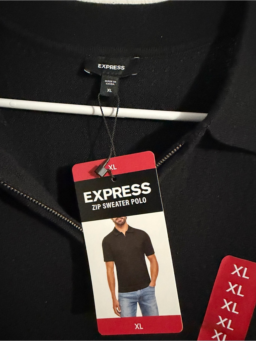 Express Black Zip Sweater Polo